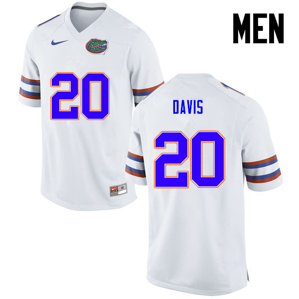Men Florida Gators #20 Malik Davis College Football Jerseys-White